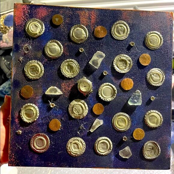 Square painting/artwork: space surreal imagine modern dr who glass bottle cap - Picture 1 of 2